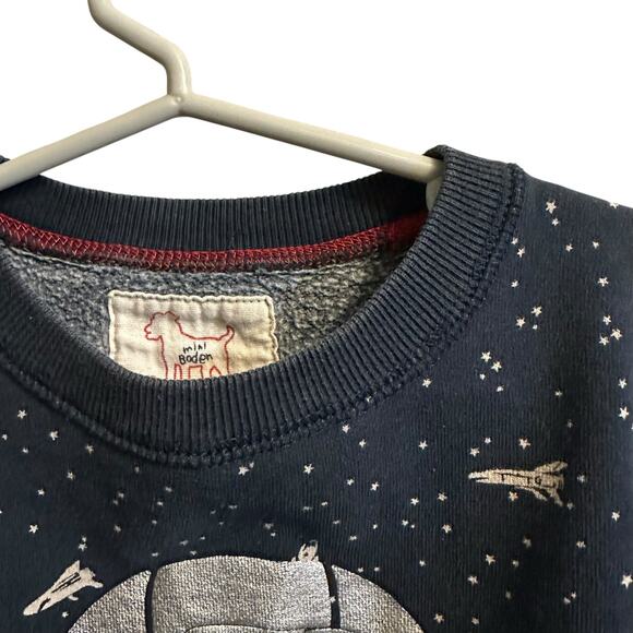 MINI BODEN Astronaut Space Glow In The Dark Pullover Sweatshirt Size 4-5Y - Picture 4 of 6